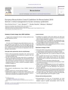 European Resuscitation Council Guidelines for Resuscitation 2010 Section 5. Initial management of acute coronary syndromes