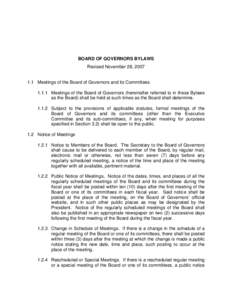BOARD OF GOVERNORS BYLAWS