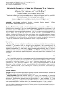 Applied Mechanics and Materials Vols[removed]pp[removed] © (2013) Trans Tech Publications, Switzerland doi:[removed]www.scientific.net/AMM[removed]A Worldwide Comparison of Water Use Efficiency of Crop Prod