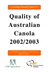Australian Oilseeds Federation  Quality of Australian Canola