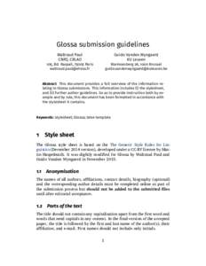 Glossa submission guidelines Waltraud Paul CNRS, CRLAO Guido Vanden Wyngaerd KU Leuven