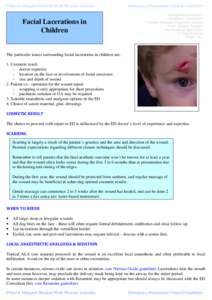Princess Margaret Hospital Perth Western Australia  Facial Lacerations in Children  Emergency Department Clinical Guidelines