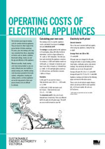 Operating costs of electrical appliances (PDF) - Sustainable Energy Authority Victoria