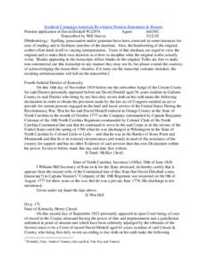 Southern Campaign American Revolution Pension Statements & Rosters Pension application of David Driskill W22974 Agnes fn61NC Transcribed by Will Graves[removed]