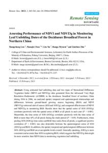 Assessing Performance of NDVI and NDVI3g in Monitoring Leaf Unfolding Dates of the Deciduous Broadleaf Forest in Northern China