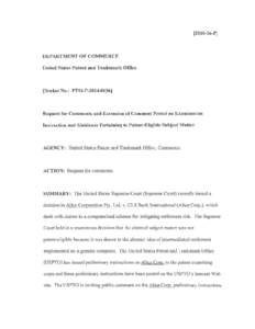 (35IO-16-P( DEPARTMENT OF COMMERCE  United States Patent and Trademark Office