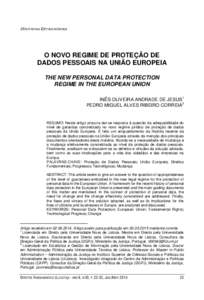 Doutrina Estrangeira  O NOVO REGIME DE PROTEÇÃO DE DADOS PESSOAIS NA UNIÃO EUROPEIA THE NEW PERSONAL DATA PROTECTION REGIME IN THE EUROPEAN UNION