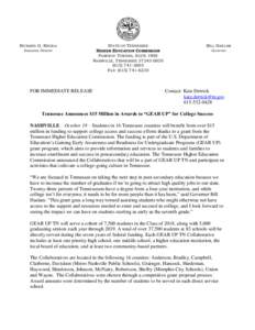 RICHARD G. RHODA Executive Director FOR IMMEDIATE RELEASE  STATE OF TENNESSEE