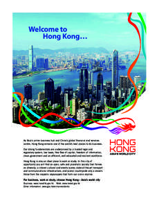 Welcome to HK ad for Asiamoney_cover of lift-out reprint Trim Size : 210mm(W) X 286mm(H) Welcome to Hong Kong…
