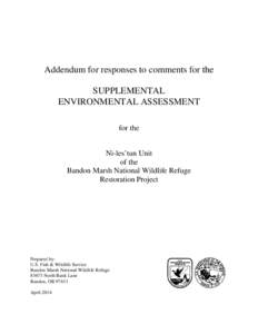 Draft Plan and Environmental Assessment for Mosquito Control for the Bandon Marsh National Wildlife Refuge
