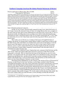 Southern Campaign American Revolution Pension Statements & Rosters Pension application of Thomas Hay (Hoy) S31096 Transcribed by Will Graves f25VA[removed]