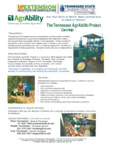 Are Your Farm or Ranch Tasks Limited Due to Injury or Illness? The Tennessee AgrAbilitv Proiect Can Help The problem ...