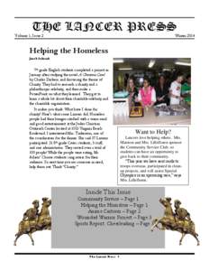 THE LANCER PRESS Volume 1, Issue 2 Winter[removed]Helping the Homeless