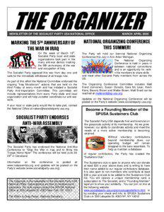 .  NEWSLETTER OF THE SOCIALIST PARTY USA NATIONAL OFFICE