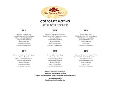CORP MEETING SET LUNCH DINNER MENU Revised 24 Jul 2014