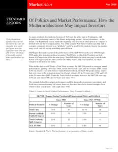 Market Alert  Nov 2010 Of Politics and Market Performance: How the Midterm Elections May Impact Investors