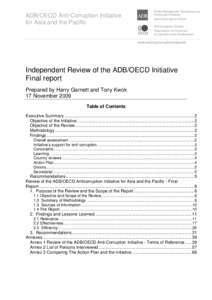 ADB/OECD Anti-Corruption Initiative for Asia and the Pacific Public Management, Governance and Participation Division Asian Development Bank