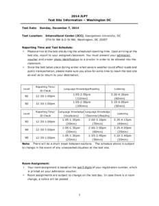 2014 JLPT Test Site Information – Washington DC Test Date: Sunday, December 7, 2014