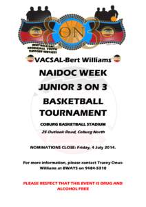 VACSAL-Bert Williams  NAIDOC WEEK JUNIOR 3 ON 3 BASKETBALL TOURNAMENT