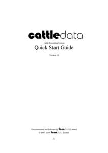 cattledata Cattle Recording System Quick Start Guide Version 11