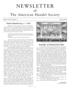 NEWSLETTER of The American Handel Society Volume XXI, Number 1  Spring 2006
