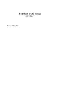 Codebook media claims ESS 2012 Version 2.0 May 2014  Content