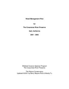 Weed Management Plan for The Cosumnes River Preserve Galt, California[removed]