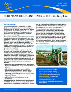 STAR  FARM-SCALE DAIRY PROJECT  TOLENAAR HOLSTEINS DAIRY – ELK GROVE, CA