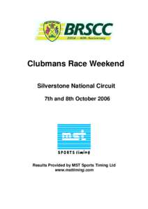 Clubmans Race Weekend Silverstone National Circuit 7th and 8th October 2006