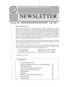 ROYAL ECONOMIC SOCIETY  NEWSLETTER JulyROYAL ECONOMIC SOCIETY