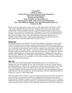 Statement of Michael D. Nedd Assistant Director, Energy, Minerals & Realty Management Bureau of Land Management Department of the Interior House Committee on Natural Resources