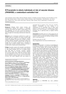 ARTICLES  Articles Pravastatin in elderly individuals at risk of vascular disease (PROSPER): a randomised controlled trial