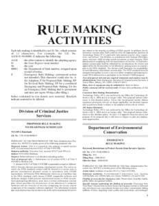 RULE MAKING ACTIVITIES Each rule making is identified by an I.D. No., which consists of 13 characters. For example, the I.D. No. AAM[removed]E indicates the following: