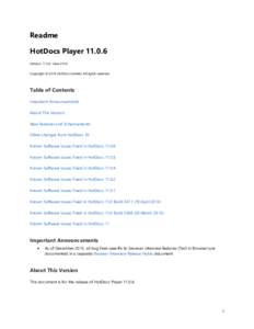 Readme HotDocs Player[removed]Version[removed]June 2014 Copyright © 2014 HotDocs Limited. All rights reserved.  Table of Contents