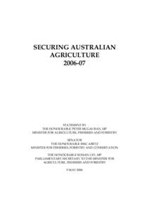 Health / Department of Agriculture /  Fisheries and Forestry / Forestry in Australia / Australian Quarantine and Inspection Service / Biosecurity Australia / Minister for Agriculture /  Fisheries and Forestry / Biosecurity / Avian influenza / Influenza / Agriculture / Veterinary medicine / Animal virology