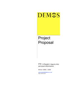 Project Proposal FYI:  A People’s Inquiry into