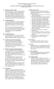 COM M ITTEE ON HEALTH AND W ELFARE Rules of Procedure (In Addition to the House Rules of Order, Revised Statutes, and Constitutional provision) (Adopted M arch 21, [removed]I.