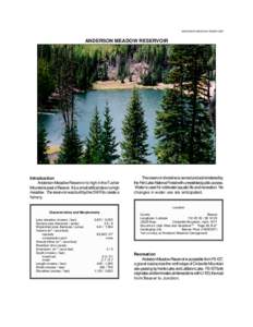 ANDERSON MEADOW RESERVOIR  ANDERSON MEADOW RESERVOIR Introduction Anderson Meadow Reservoir is high in the Tushar