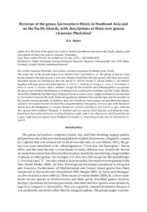 Revision of the genus Spermophora Hentz in Southeast Asia and on the Paciﬁc Islands, with descriptions of three new genera (Araneae: Pholcidae) B.A. Huber  Huber, B.A. Revision of the genus Spermophora Hentz in Southea