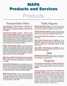 MAPA Products and Services Products Transportation Plans