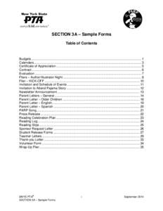 SECTION 3A – Sample Forms Table of Contents Budgets ........................................................................................................................... 1 Calendars ..............................