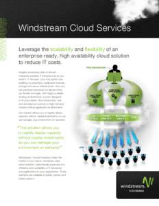 Windstream Cloud Services Leverage the scalability and flexibility of an enterprise-ready, high availability cloud solution to reduce IT costs. Imagine accessing state-of-the-art, massively scalable IT infrastructure as 