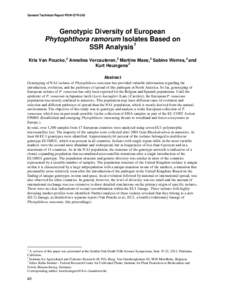 General Technical Report PSW-GTR-243  Genotypic Diversity of European Phytophthora ramorum Isolates Based on SSR Analysis1 Kris Van Poucke, 2 Annelies Vercauteren,2 Martine Maes,2 Sabine Werres, 3 and