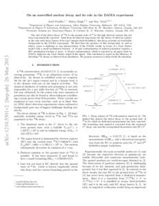 On an unverified nuclear decay and its role in the DAMA experiment Josef Pradler,1, ∗ Balraj Singh,2, † and Itay Yavin3, 2, ‡ arXiv:1210.5501v2 [hep-ph] 26 Mar[removed]