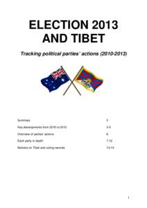 ELECTION 2013 AND TIBET Tracking political parties’ actions[removed]Summary