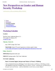 Workshop Schedule « New Perspectives on Gender and Human Security Workshop