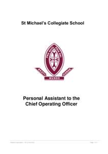 St Michael’s Collegiate School  Personal Assistant to the Chief Operating Officer  Position Description – PA to the COO