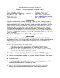 Microsoft Word - T404 Christ for Us Today - Spring 2010 Syllabus Brief Version