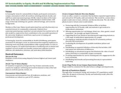 UF Sustainability in Equity, Health and Wellbeing Implementation Plan