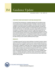 Division of Investment Management Guidance: Investment Funds Maintained by Charitable Organizations